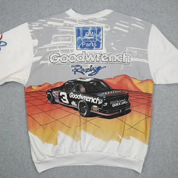 Vntg Dale Earnhardt Sweater Adult Large Intimidator All Over Print 90's NASCAR